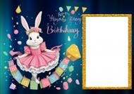 طرح لایه باز قاب عکس و فریم برای فتوشاپ با موضوع جشن تولد خرگوشی